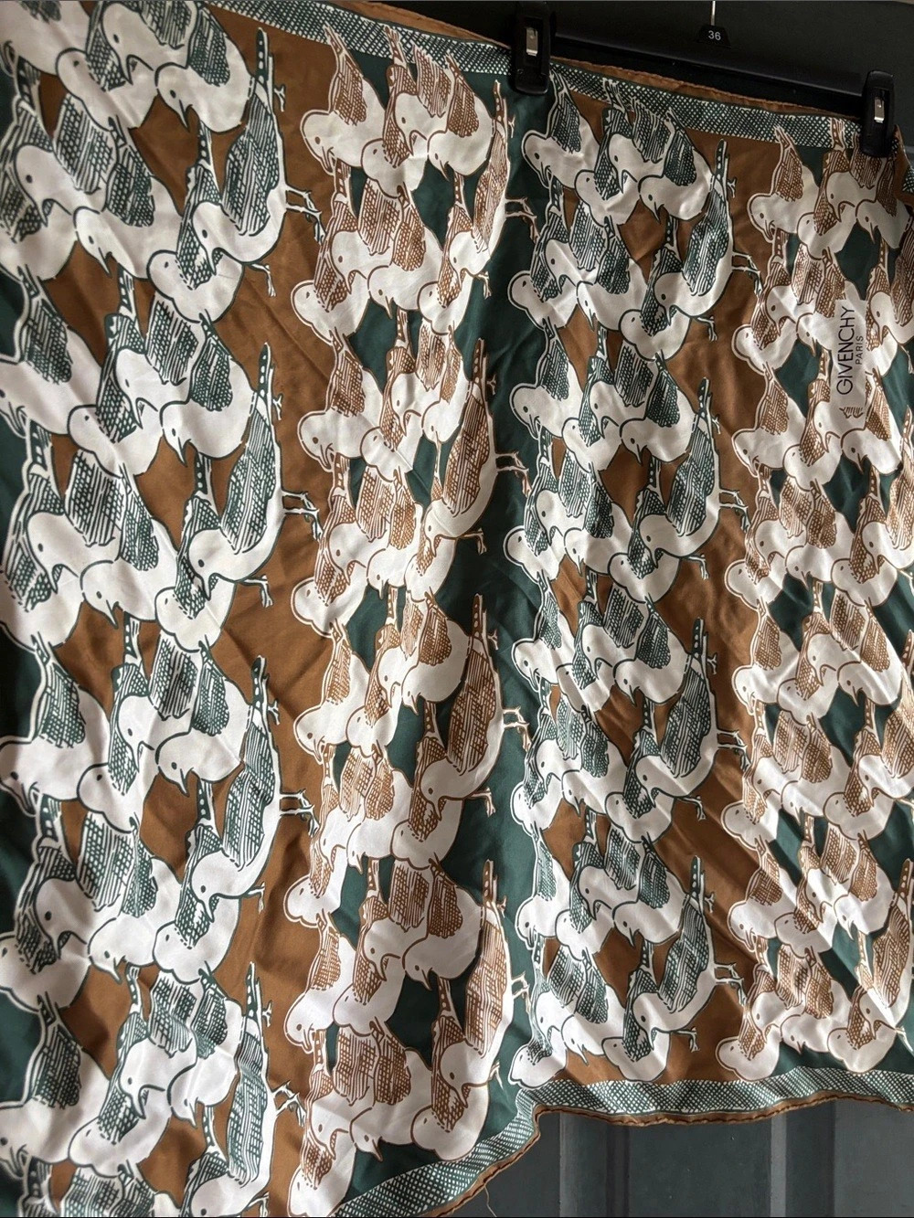VINTAGE SILK GIVENCHY Animal Print Scarf in Brown & Green Like New